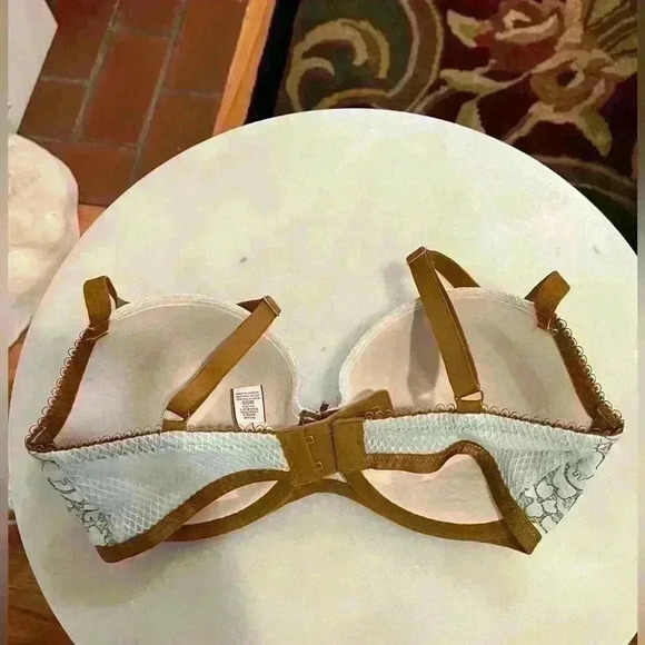 Victoria’s Secret floral dream angels lined Demi push up Blue Laced Bra sz 32DD - Picture 2 of 4